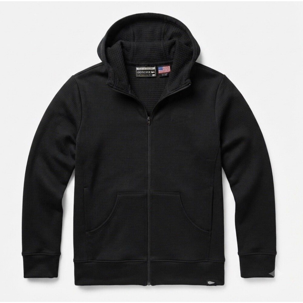 Goruck Hoodie Mens Large Black Grid Fleece Full Zip Jacket USA Thermal Polartec